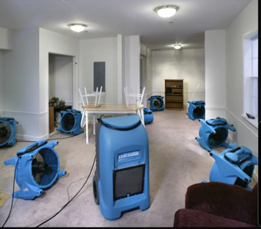 Air movers and dehumidifier setup for Water Extraction & Removal in Wilmington
